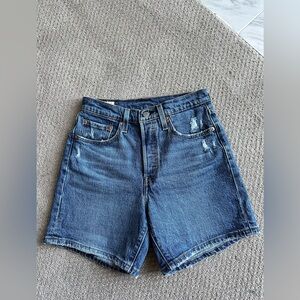 Levi Blue Denim Distressed Shorts